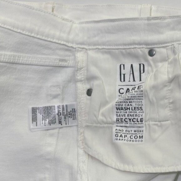 Gap Cheeky Straight High Rise White Denim Jeans 24/00 Petite 5Pocket Raw Hem NWT - Picture 6 of 10